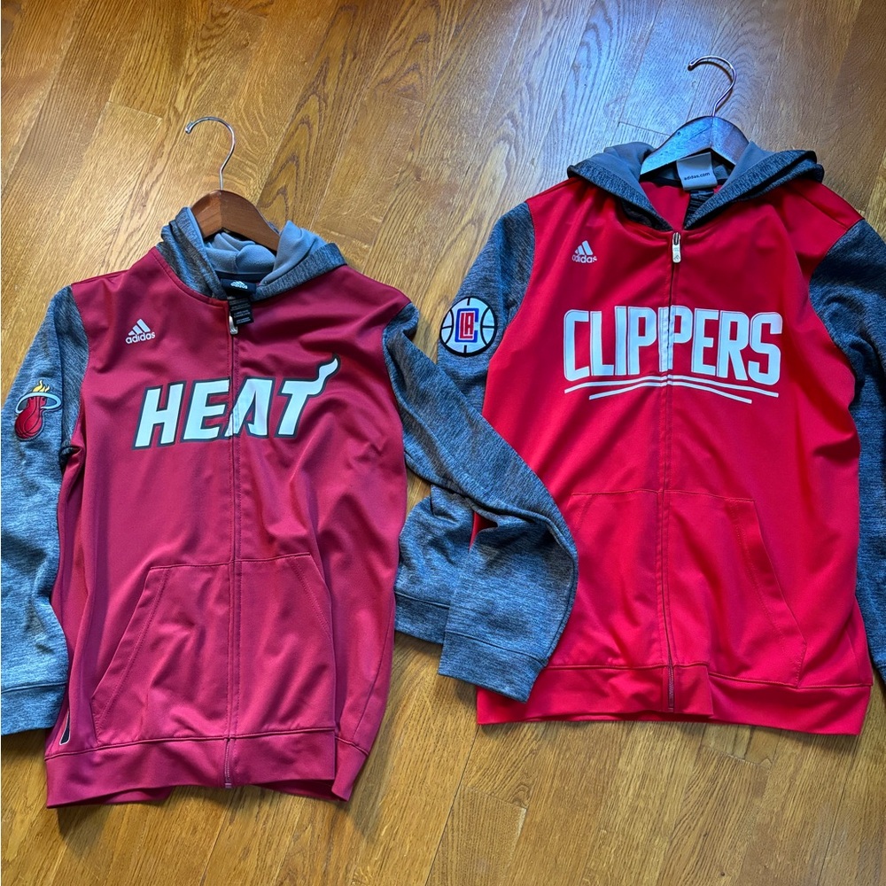 Adidas NBA CLIPPERS HEAT ZIP UPS KIDS SIZE LARGE 14-16